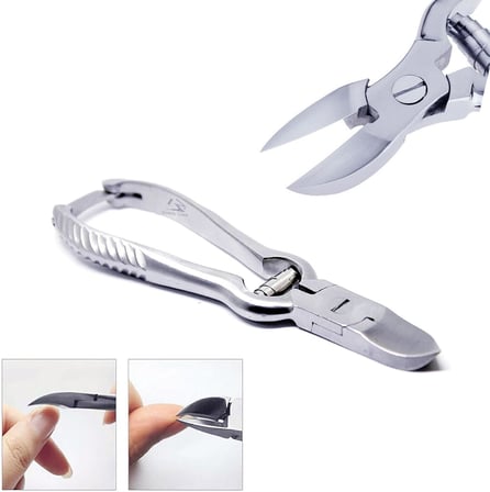 Çift Yaylı Tırnak Makası, 14 cm, Paslanmaz Çelik, Kilit Mekanizmalı, Metalik Gri, MB-TIM-001