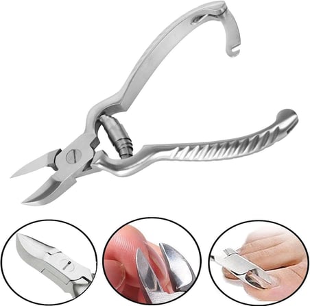 Çift Yaylı Tırnak Makası, 14 cm, Paslanmaz Çelik, Kilit Mekanizmalı, Metalik Gri, MB-TIM-001
