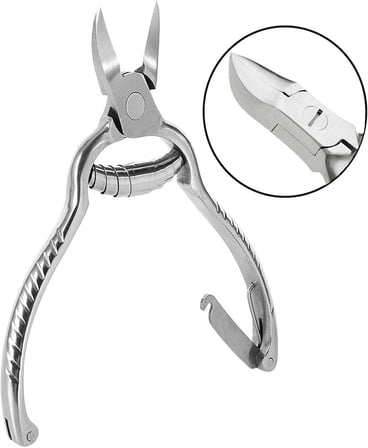 Çift Yaylı Tırnak Makası, 14 cm, Paslanmaz Çelik, Kilit Mekanizmalı, Metalik Gri, MB-TIM-001