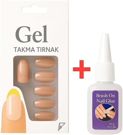12 Adet Yumuşak Jel Takma Tırnak Seti, Kendinden Yapışkanlı Doğal Görünümlü Sahte Tırnaklar, Önceden Baz Katlı, Uç Astarı Hazır, HEDİYE 10g Fırçalı Nail Glue, Kolay Uygulama, Güçlü ve Dayanıklı
