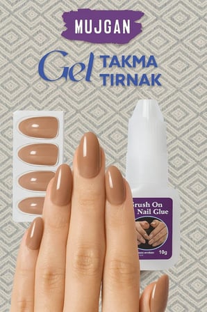 12 Adet Yumuşak Jel Takma Tırnak Seti, Kendinden Yapışkanlı Doğal Görünümlü Sahte Tırnaklar, Önceden Baz Katlı, Uç Astarı Hazır, HEDİYE 10g Fırçalı Nail Glue, Kolay Uygulama, Güçlü ve Dayanıklı