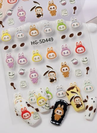Tırnak Sanatı Sticker Tavşan Karikatür Nail Art 65x102mm
