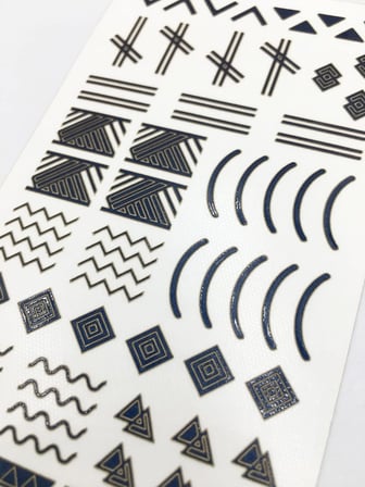 Lacivert Etnik Çizgiler Metalik Tırnak Sticker, Nail Sticker, Nail Art