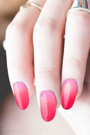 Pembe - Kırmızı Ombre Tırnak Dövmesi, Tırnak Tattoo, Nail Art, Tırnak Sticker, Nail Sticker