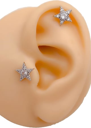 Full Zirkon Taşlı Yıldız Kıkırdak Helix Tragus Piercing (1adet)