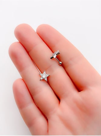 Full Zirkon Taşlı Yıldız Kıkırdak Helix Tragus Piercing (1adet)