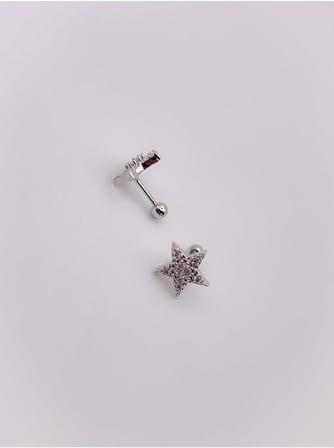 Full Zirkon Taşlı Yıldız Kıkırdak Helix Tragus Piercing (1adet)