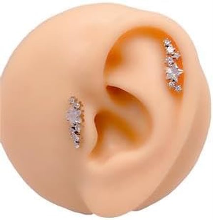 316L Paslanmaz Çelik Samanyolu Piercing – Helix & Tragus Uyumlu Taşlı Minimal Model – 1 Adet