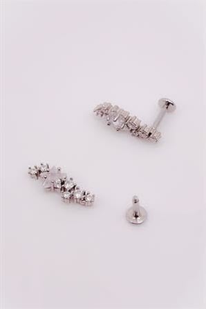 316L Paslanmaz Çelik Samanyolu Piercing – Helix & Tragus Uyumlu Taşlı Minimal Model – 1 Adet
