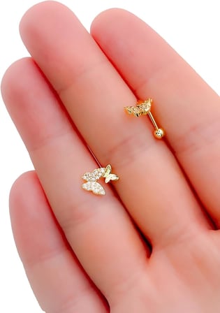 İkili Kelebek Figürlü Kıkırdak Helix Tragus Piercing (1adet)