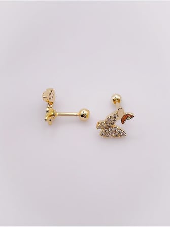 İkili Kelebek Figürlü Kıkırdak Helix Tragus Piercing (1adet)