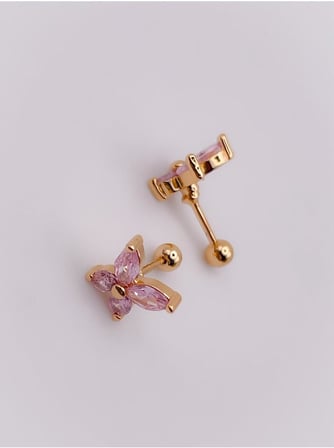 Taşlı Kelebek Figürlü Kıkırdak Helix Tragus Piercing(1adet)