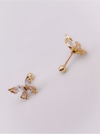 Damla Taşlı Kelebek Tragus Helix Piercing (1adet)