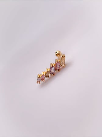 Renkli Dörtgen 6 Taşlı Kıkırdak Helix Piercing (1adet)