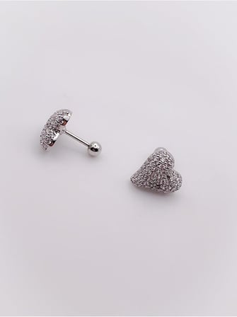 Full Taş Kaplı Bombeli Kalp Figürlü Kıkırdak Helix Tragus Piercing(1adet)