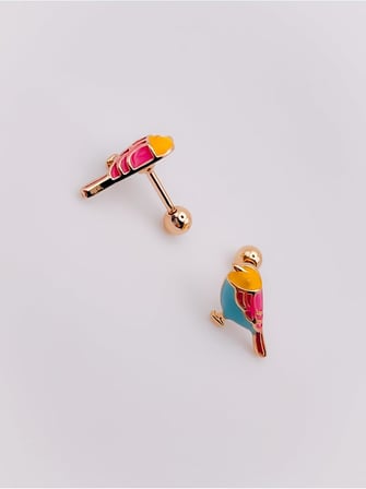 Mineli Renkli Kuş Figürlü Tragus Helix Piercing (1adet)