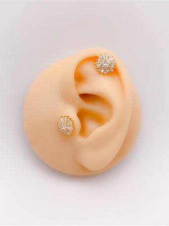 Taşlı Kar Tanesi Figürlü Kıkırdak Helix Tragus Piercing(1adet)