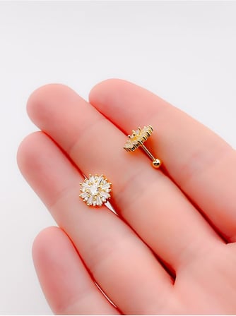 Taşlı Kar Tanesi Figürlü Kıkırdak Helix Tragus Piercing(1adet)