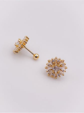 Taşlı Kar Tanesi Figürlü Kıkırdak Helix Tragus Piercing(1adet)