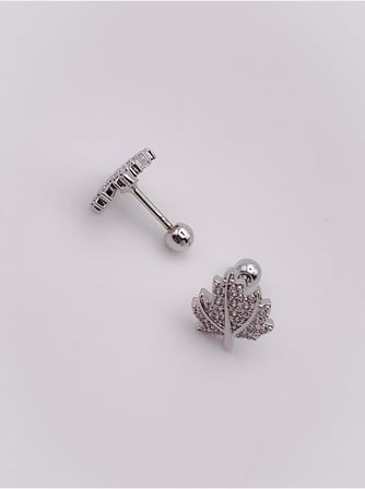 Taşlı Geniş Yaprak Figürlü Kıkırdak Helix Tragus Piercing(1adet)