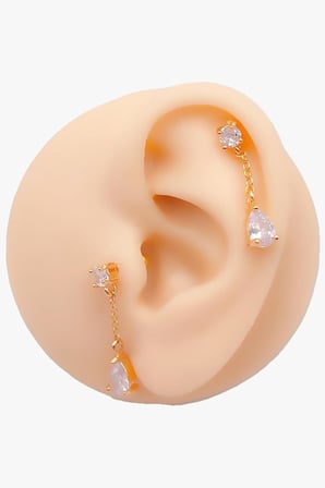 Taşlı Damla Taşlı Sallantılı Tragus Helix Piercing (1adet)