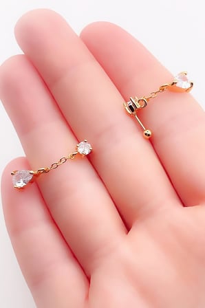 Taşlı Damla Taşlı Sallantılı Tragus Helix Piercing (1adet)