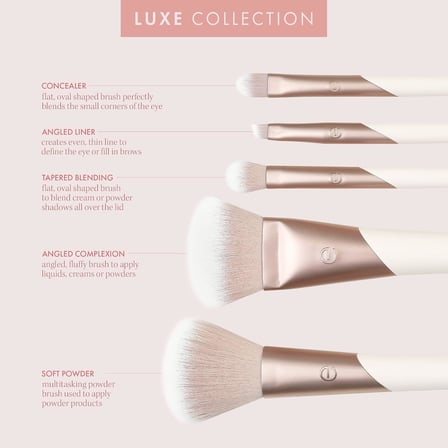 Luxe Natural Elegance Profesyonel Yüz Makyajı ve Fondöten Fırça Seti, Yüz, Yanak ve Göz Makyajı İçin Premium Fırça Seti, Sentetik Makyaj Fırçaları, Vegan ve Zulüm İçermez, 5 Parça Set
