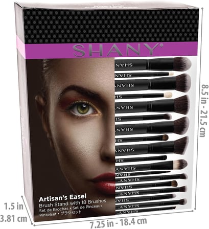 Artisan's Easel – Elite Cosmetics Fırça Koleksiyonu, Komple Kabuki Makyaj Fırçası Seti, Ayaklı Dönüştürülebilir Fırça Tutuculu, 18 parça
