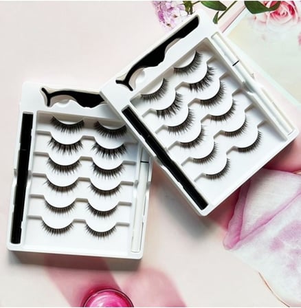 12 ADET Takma kirpik seti 6 farklı Çift - 2 Adet Mıknatıslı Likit Eyeliner Yapıştırıcı