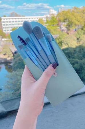 8 Parça Deri Makyaj Fırçası Seti Fondöten Far Pudra Eyeliner Fırça Set cin828mv