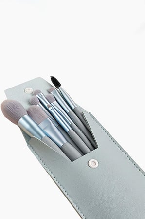 8 Parça Deri Makyaj Fırçası Seti Fondöten Far Pudra Eyeliner Fırça Set cin828mv