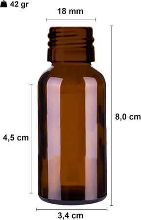 30 ml Çelik Roll On Şişesi 30 cc Sızdırmaz Siyah Kapaklı Cam Şişe 6 Adet (Amber, 30)