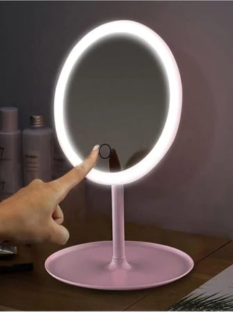 Dokunmatik Led Işıklı Usb Li Yuvarlak Masa Üstü Makyaj Aynası Güzellik Ledli Makyaj Aynası