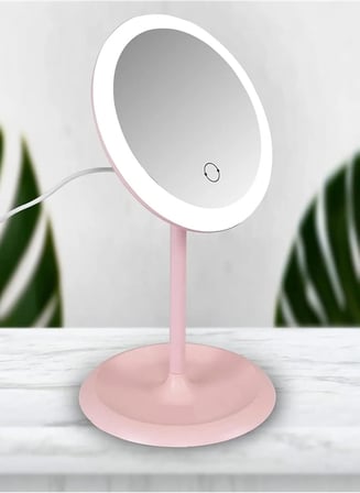 Dokunmatik Led Işıklı Usb Li Yuvarlak Masa Üstü Makyaj Aynası Güzellik Ledli Makyaj Aynası