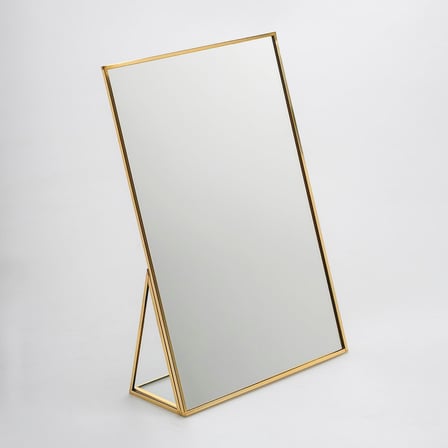 30x20cm Pirinç Gold Masaüstü Makyaj Aynası Dekoratif Yapımı