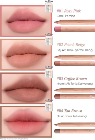 Kremsi Formüle Sahip Dudak Kalemi ve Kalemtıraş Seti Velvet Lip Pencil Set 12 Blush Pink