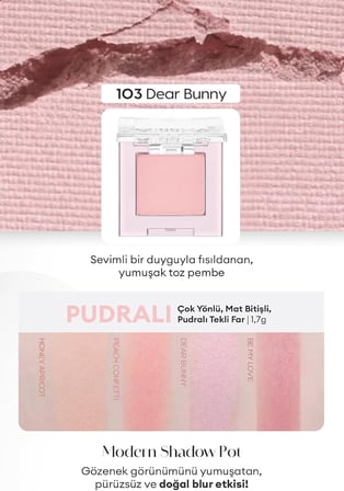 Mat Pudra Dokulu Tekli Göz Farı Modern Pot (103 Dear Bunny) 103 Dear Bunny
