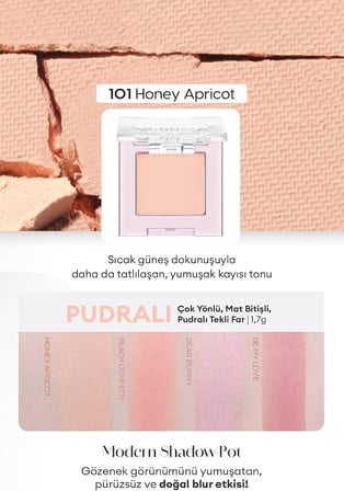 Mat Pudra Dokulu Tekli Göz Farı Modern Pot (101 Honey Apricot) 101 Honey Apricot