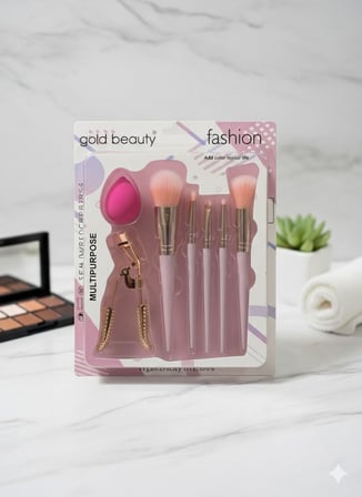 GOLD BEAUTY KİRPİK KIVIRICI VE MAKYAJ SÜNGERİ HEDİYELİ 7 PARÇA MAKYAJ FIRÇASI