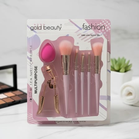 GOLD BEAUTY KİRPİK KIVIRICI VE MAKYAJ SÜNGERİ HEDİYELİ 7 PARÇA MAKYAJ FIRÇASI