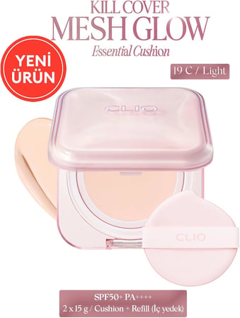 Hyalüronik Asit İçerikli Kill Cover Mesh Glow Essential Cushion Set (19C Light) SPF50+ PA++++