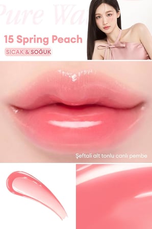 Nemlendirici ve Besleyici, Dudak Parlatıcısı Pure Water Lip Gloss (15 Spring Peach)