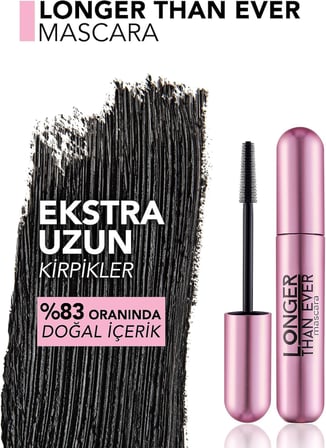 Doğal Formüllü Kirpik Uzatıcı Maskara (Siyah) - Longer Than Ever Mascara - 001 Black - 8682536067119