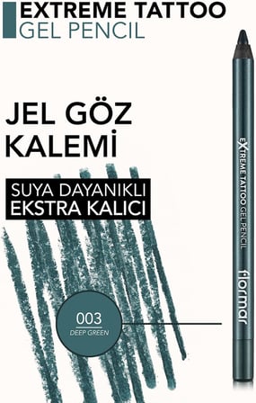 Mat Kalıcı Göz Kalemi (YEŞİL) - Extreme Tattoo Gel Pencil - 003 Deep Green - 8682536028851
