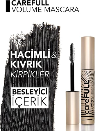 Hacim Veren Besleyici Maskara (SİYAH) - Carefull Volume - 000 Black - 8682536084093