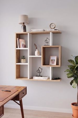 Reyo Enda Home Yegane Duvar Rafı, Duvar Kitaplığı,  Modern Kitaplık, Zeminde Veya Duva