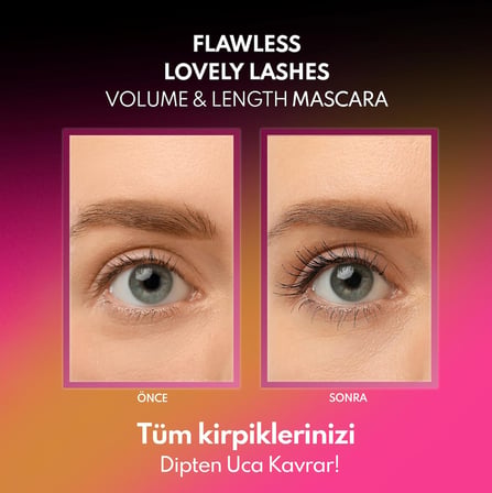 Cosmetics Flawless Lovely Hacim ve Uzatma Etkili Maskara - Siyah