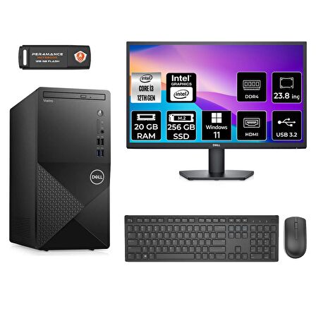 Dell Vostro 3910MT i3 12100 20GB 256GB SSD W11H N3563VDT3910 MASAÜSTÜ PC & 23.8" MONİTÖR