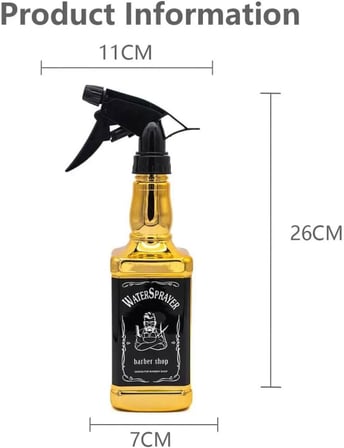 500 ml Profesyonel Kuaför Suluğu | Yüksek Kaliteli Valf Sistemi ile İthal Su Püskürtme Şişesi | Berber ve Kuaför Kullanımı İçin Dayanıklı Sprey Saç Nemlendirme Şişesi (Metalik Gri)