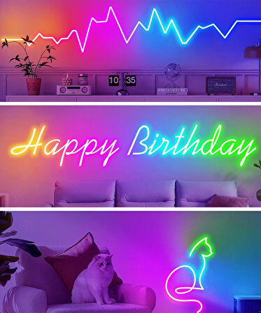 USB Neon RGB Piksel Şerit Led - Animasyonlu - Sese Duyarlı - 5 Metre (Aplikasyon - Kumandalı))